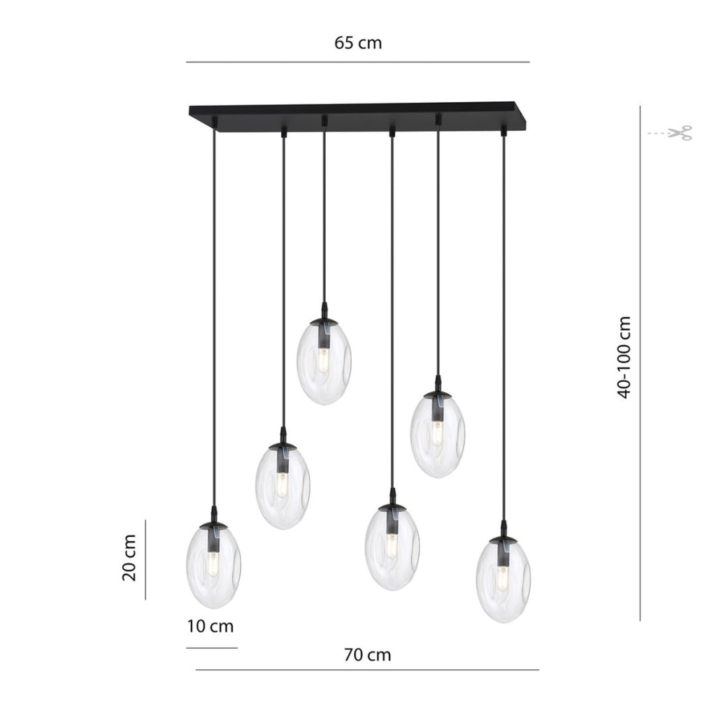 Lampada a sospensione Astral in acciaio nero e vetro