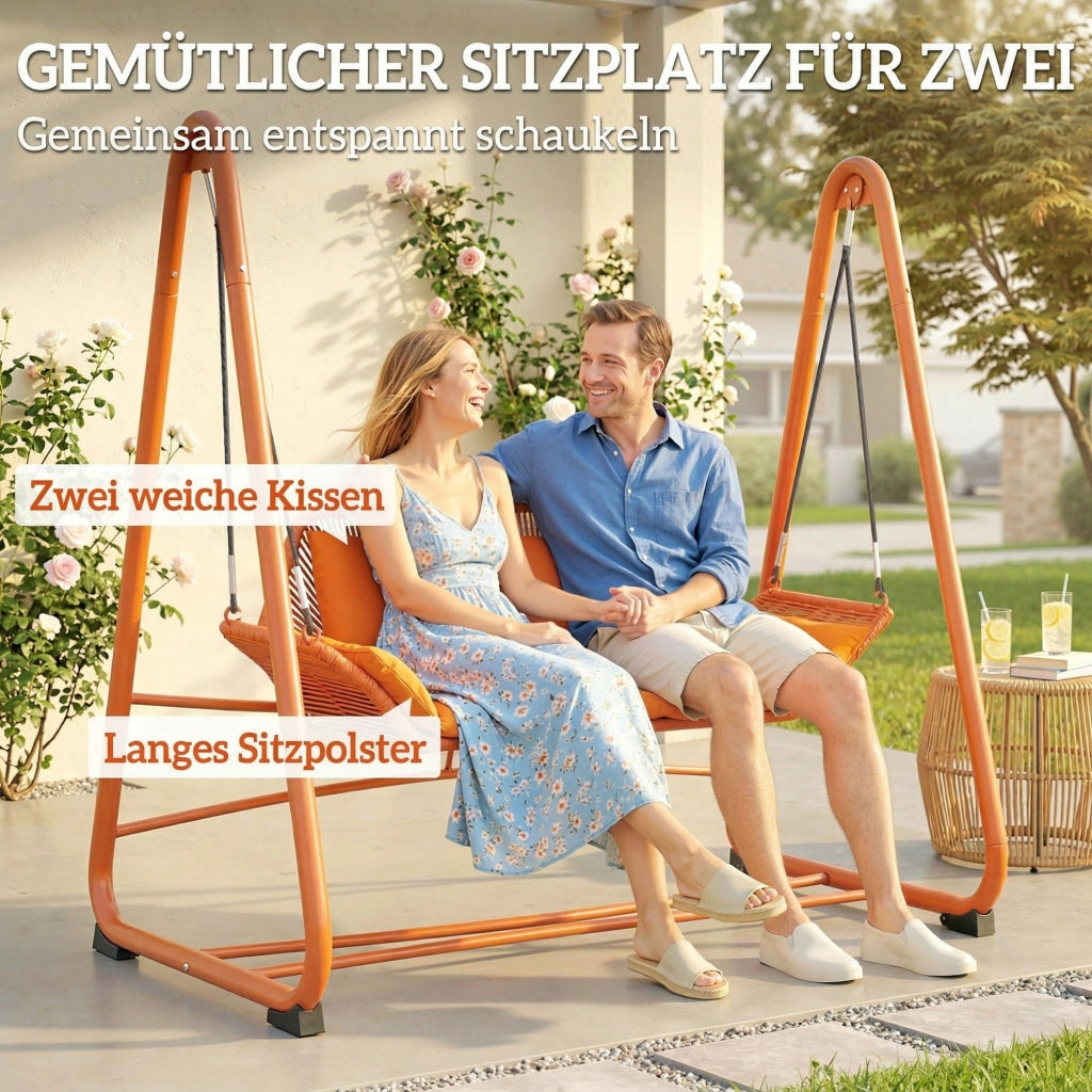 Altalena da giardino con cuscini ¨C zephmum ¨C terracotta, metallo, 174x120x162 cm