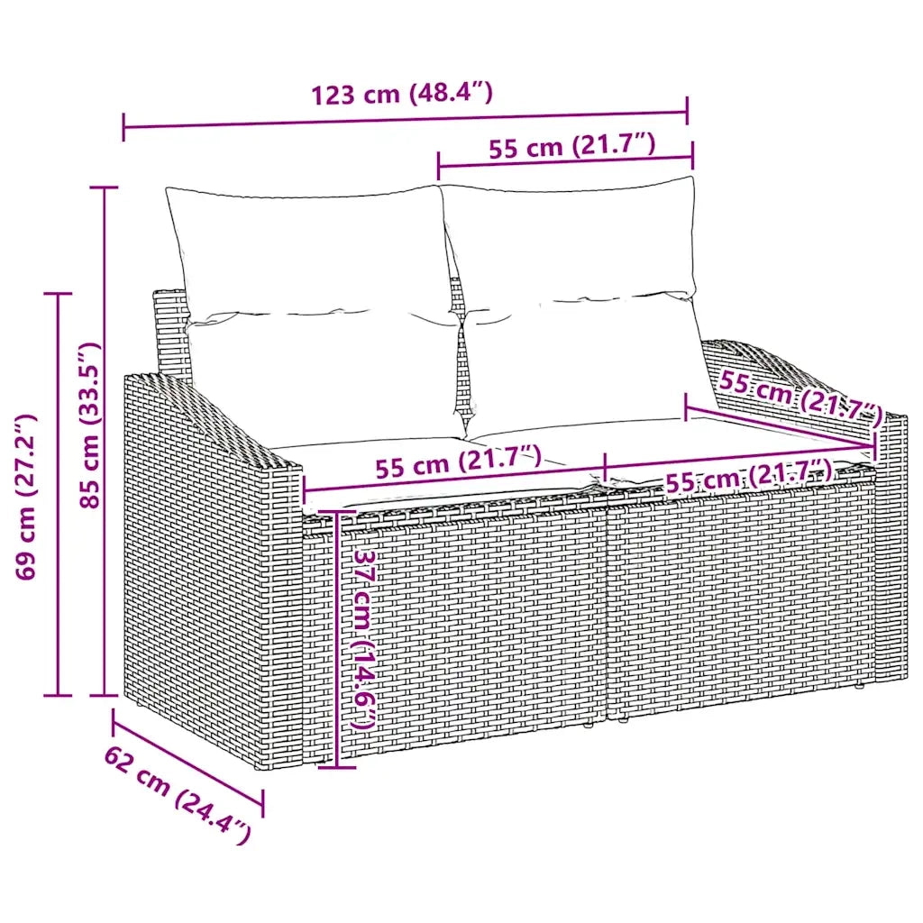 Set di divani con cuscino 3 pz | Set Salotto da Giardino Grigio chiaro polyrattan