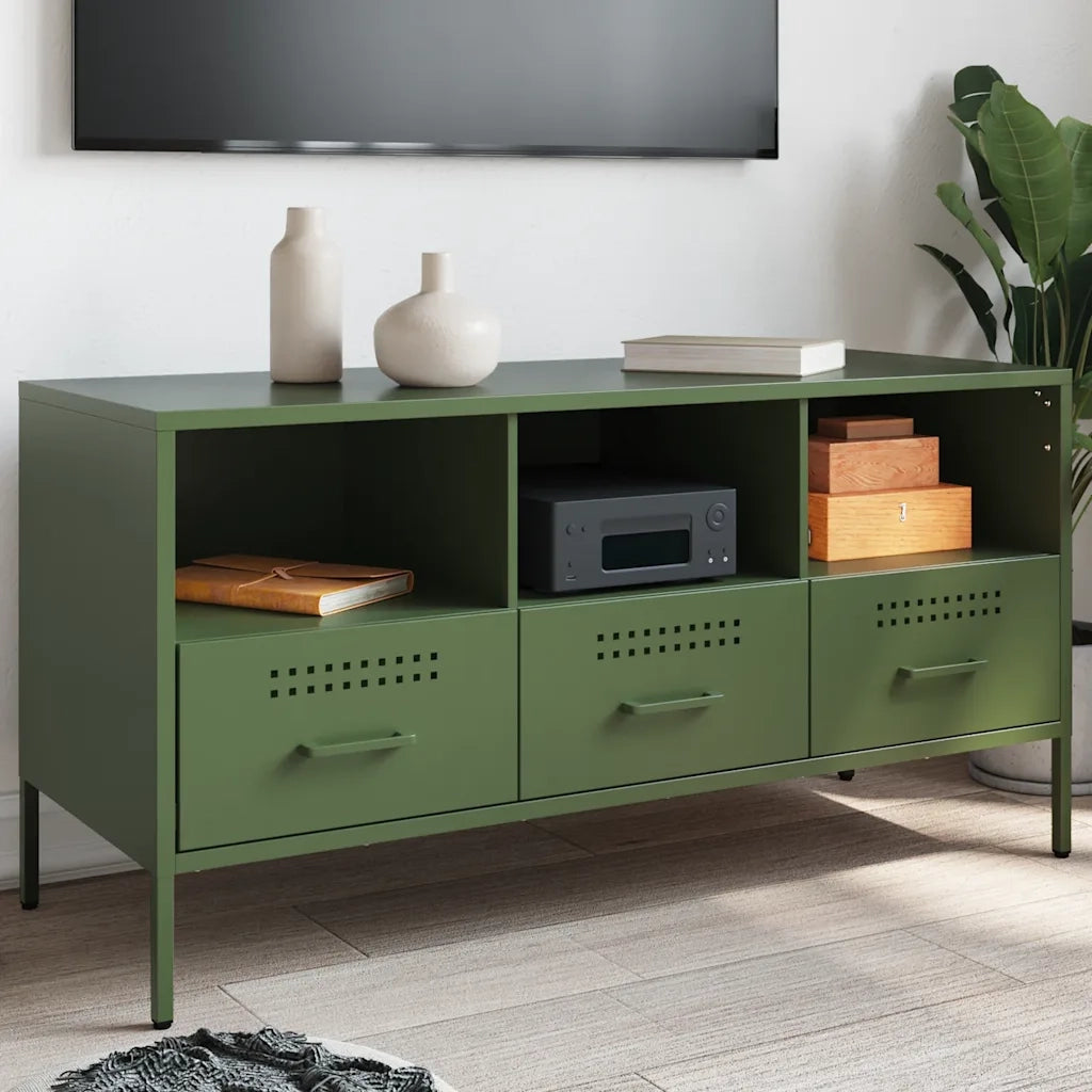 Mobile TV Verde Oliva 100,5x39x50,5 cm in Acciaio 843040