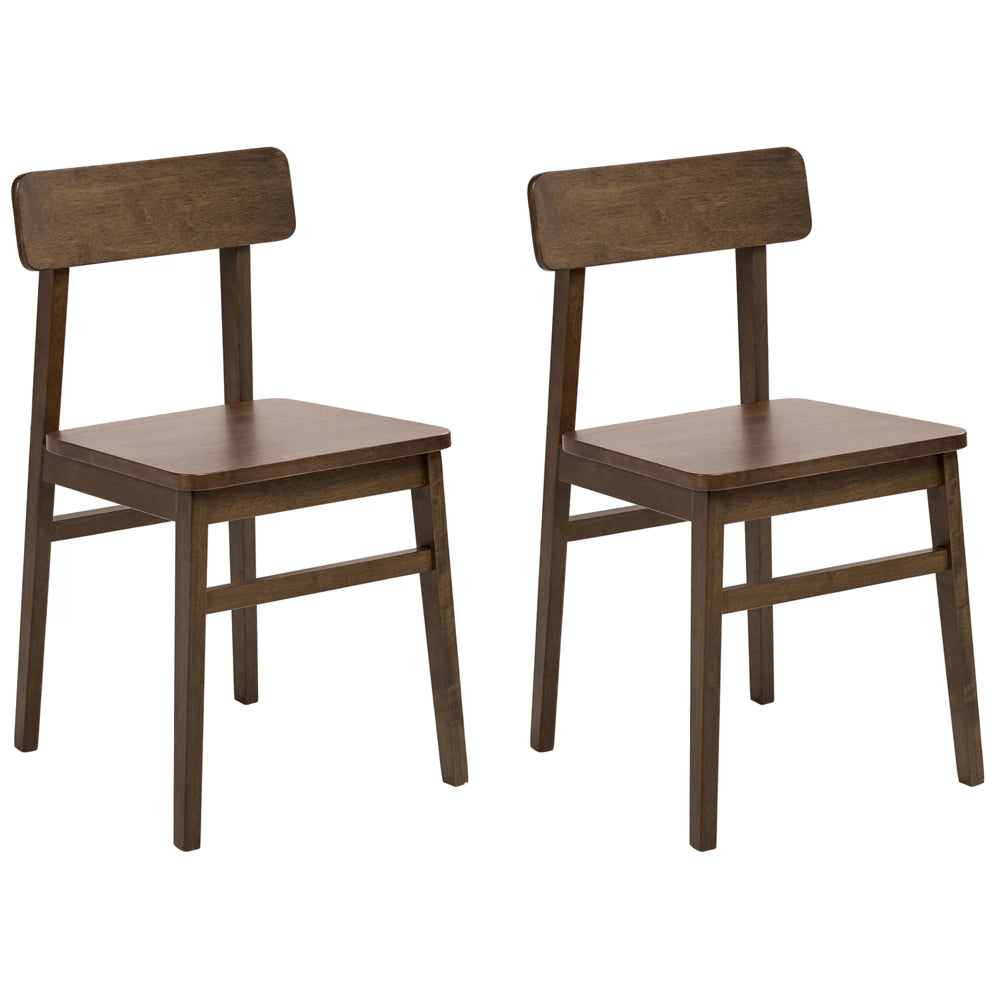 Set di 2 sedie da pranzo con struttura in legno di gomma marrone scuro Mobili da cucina e sala da pranzo in stile tradizionale