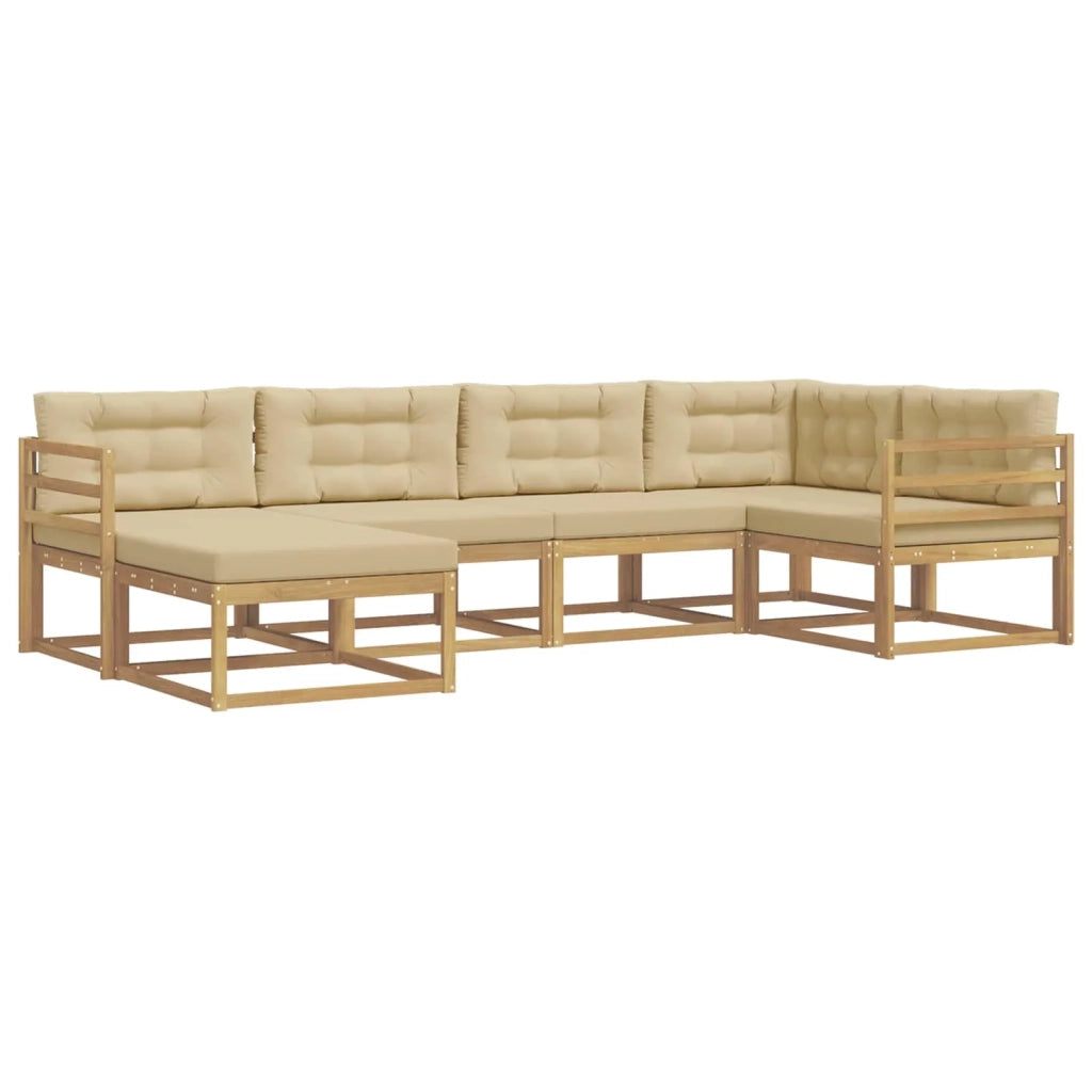 Set di divani da esterno 5 pcs Bianco e Beige Poliestere 3386677
