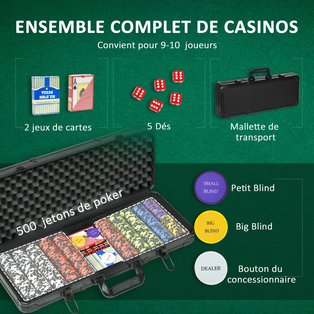 Set di Poker Completo ¨C Zephmum ¨C 500 gettoni 5 dadi 2 mazzi di carte 3 bottoni