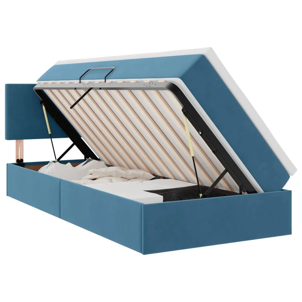 Letto con Contenitore Blu Scuro 100 x 200 cm Velluto
