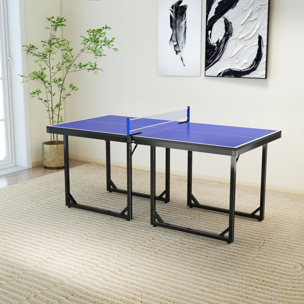 Tavolo da Ping Pong Pieghevole per Interni, Tavolo Ping Pong con Rete, Montaggio Non Richiesto, 182x91 cm, Blu e Viola