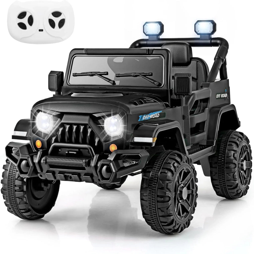 Auto elettrica fuoristrada per bambini 99 x 62 x 62 cm con telecomando e musica design moderno PP nero 20_0009804