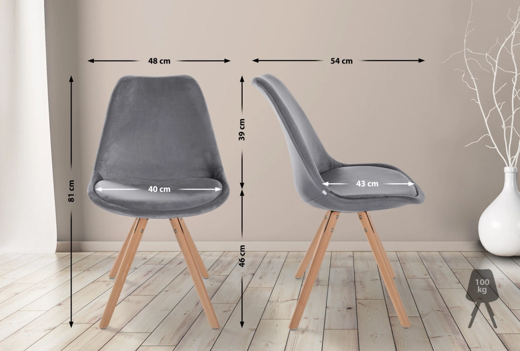 Sedia Sofia Velvet grigio,natura (rotondo)