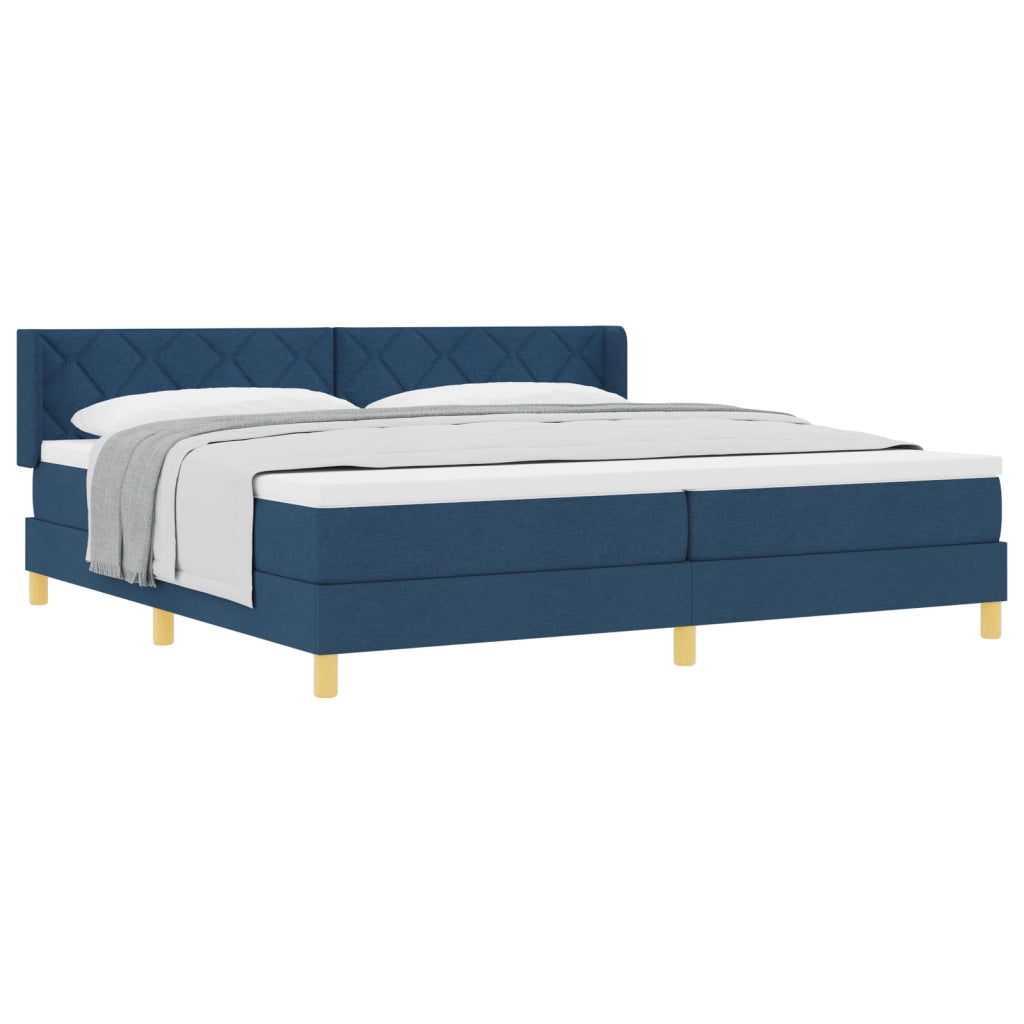 Letto Box Spring con Materasso Blu 200x200 cm Tessuto