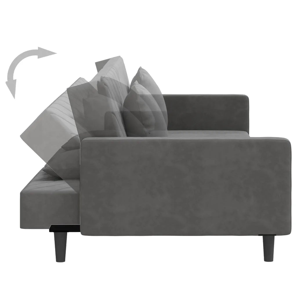 Divano letto | Sof¨¤ letto | Letto singolo a 2 Posti con 2 Cuscini Grigio Scuro in Velluto