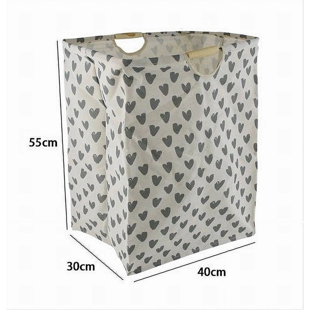 Trade Shop - Cesto Porta Biancheria Cuori Grigi Contenitore Panni Sporchi Richiudibile 10622 -