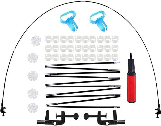 Set di tavolo per palloncini a 12,5 piedi - 10 braccia di allunaggio elastico - 10 clip per palloncini in plastica nera - Ideale per feste - Set di palloncini