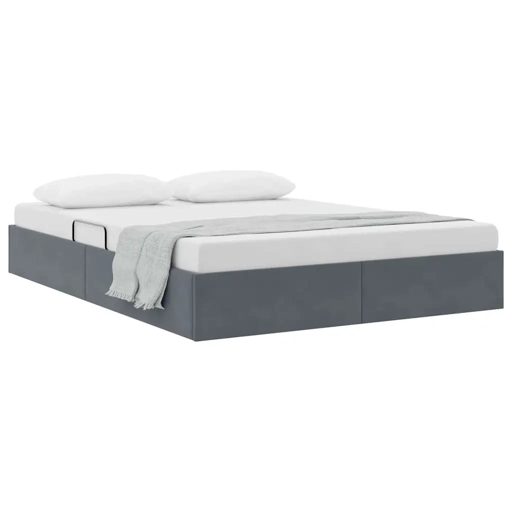 Letto con Contenitore Grigio Scuro 135 x 190 cm Velluto 3370126