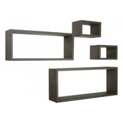 Set 4 Mensole da Muro, Pensile Bagno, Mensola Parete, Scaffale Parete, Rovere Scuro, 75x30 p15,5 cm, 60x25 p15,5 cm e 2 da 25x15 p15,5 cm - Merlino