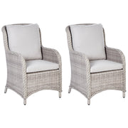 Set di 2 sedie da giardino beige rattan sintetico con cuscini da esterno moderno