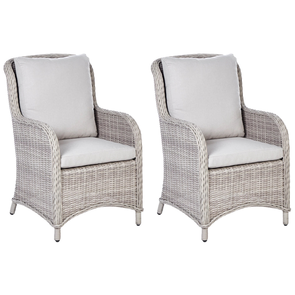 Set di 2 sedie da giardino beige rattan sintetico con cuscini da esterno moderno