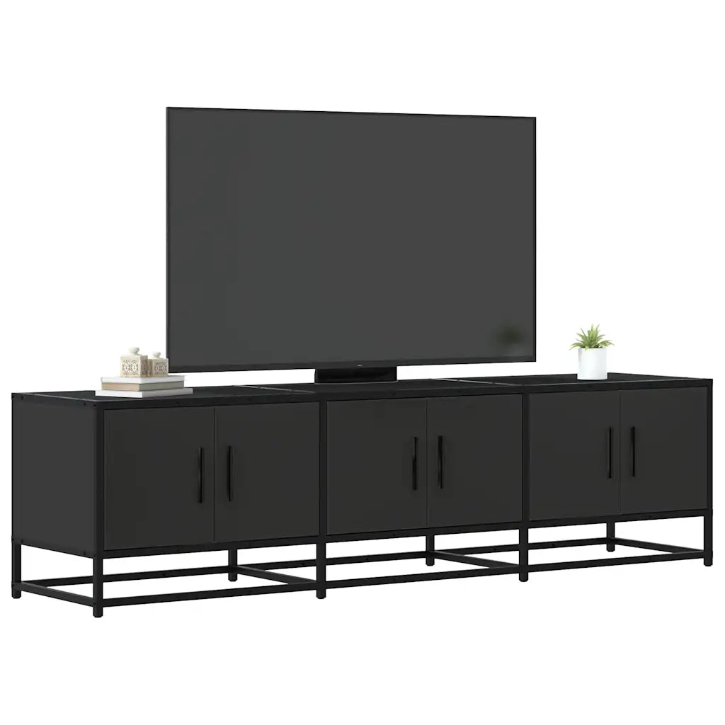 Mobile Porta TV Nero 150x35x41 cm in Truciolato e Metallo 848859