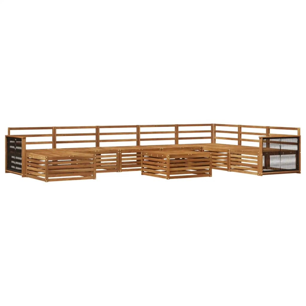 Set di divani da esterno 9 pz Naturale Legno di Acacia Massello 3383742