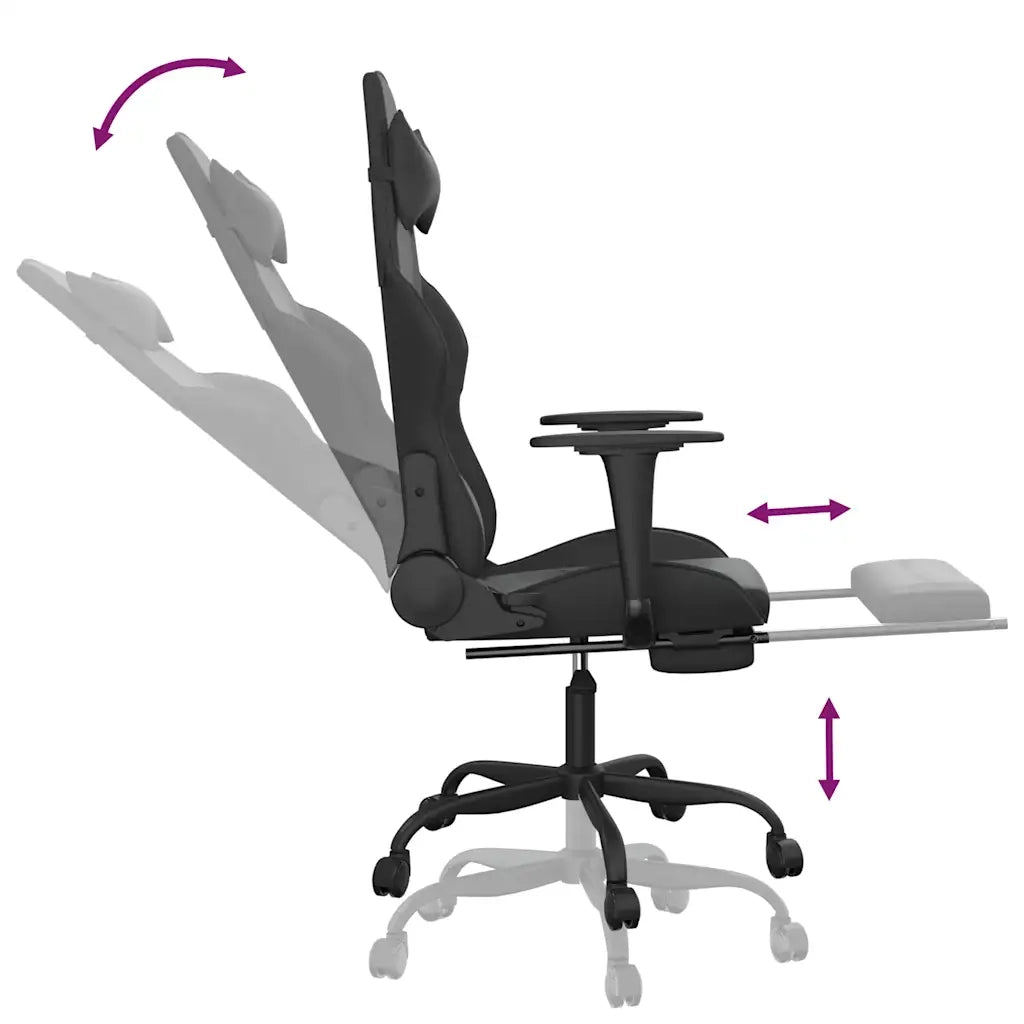 Sedia da Gaming con Massaggio e Poggiapiedi Nera in Similpelle cod mxl 58634