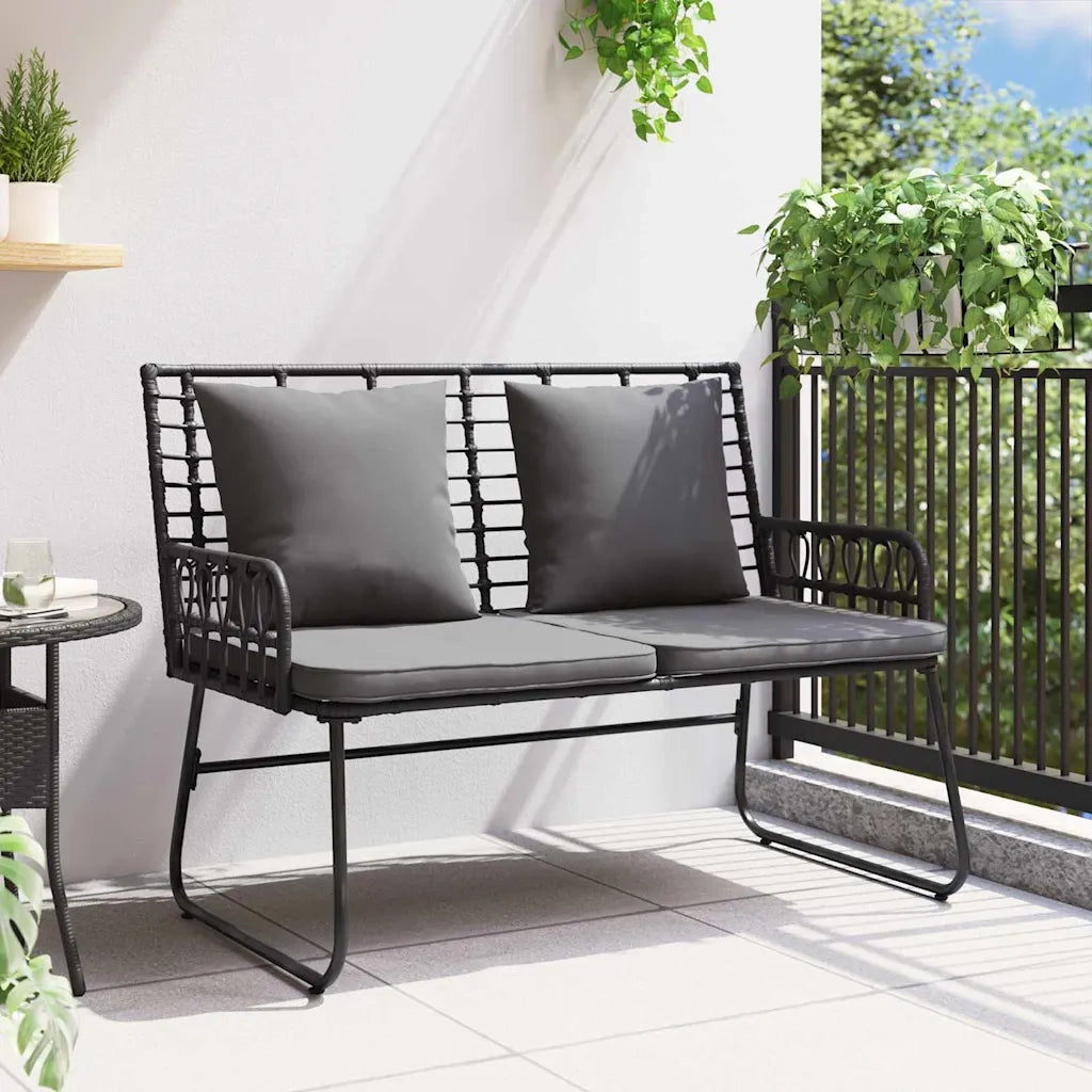 Panchina da giardino Nero e antracite polyrattan