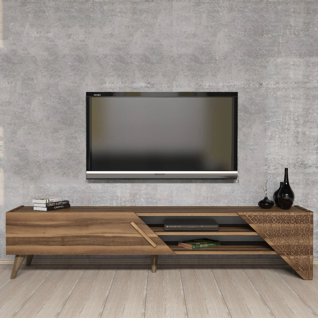 Porta TV in legno "Beril" - 180 x 40 x 37 cm - Noce