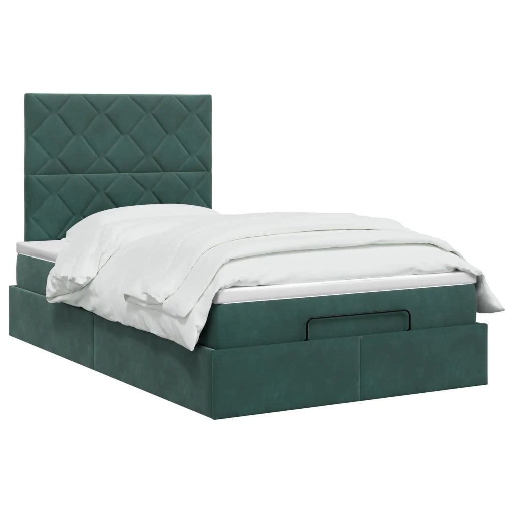 Letto ottomano con materasso Verde Scuro 120 x 190 cm Velluto 3457782
