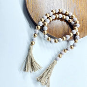 Kralensnoer in legno con pennelli per decorazione bohemien - 1 metro