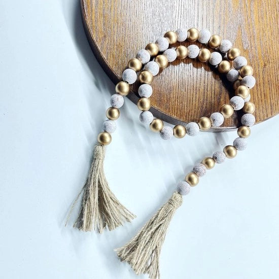 Kralensnoer in legno con pennelli per decorazione bohemien - 1 metro