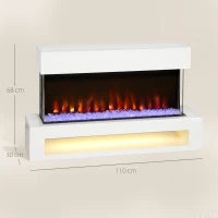 Camino elettrico con 11 colori di fiamma, 1000W/2000W, con Telecomando, Bianco