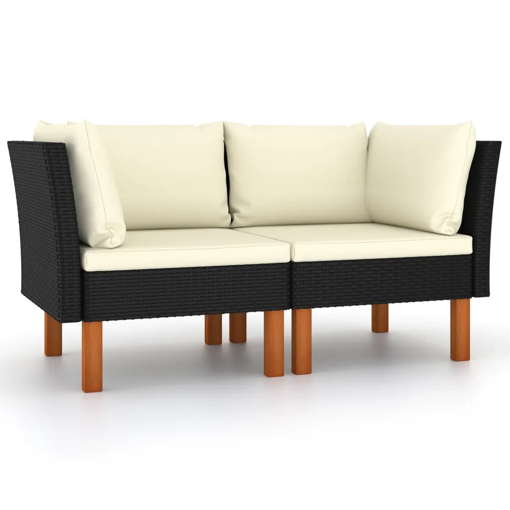 Poltrone Angolari 2 pz Polyrattan e Legno Massello di Eucalipto cod mxl 72626