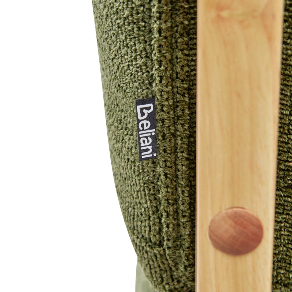 Poltrona Retro Senza Braccioli con Gambe in Legno Massello e Rivestimento in Tessuto Verde in Stile Tradizionale per Soggiorno