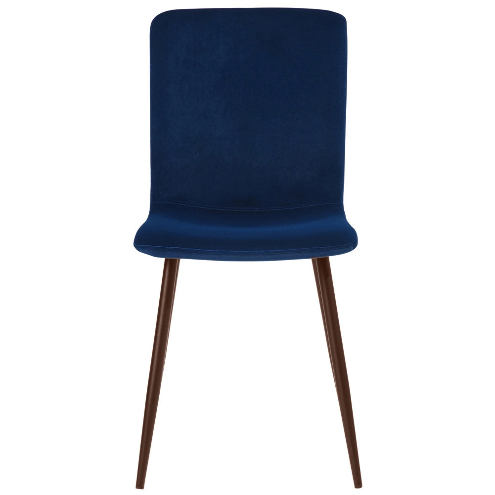 Set 4 Sedie per Sala da Pranzo in Velluto Blu con Gambe Nere Seduta Ergonomica