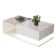 TAVOLINO DA SALOTTO 105x55x32,5 cm Bianco lucido in pannello di legno con LED