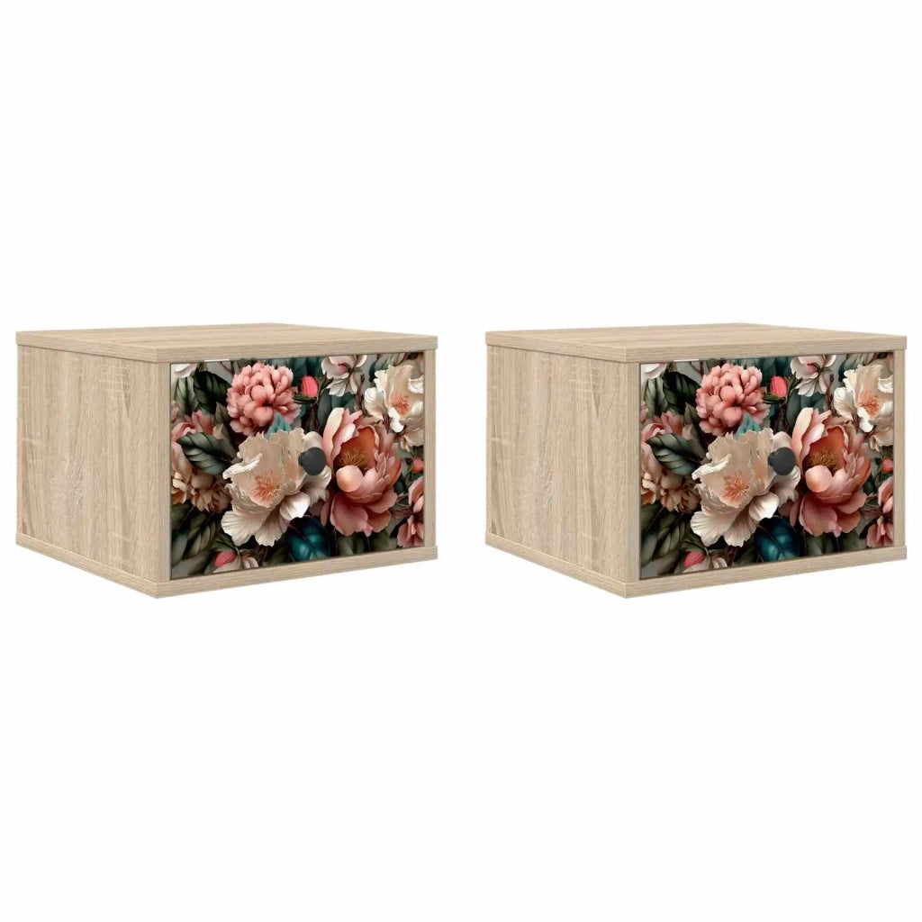 Mobiletto da comodino a parete BORNE 2 pz Rovere Sonoma 8007458