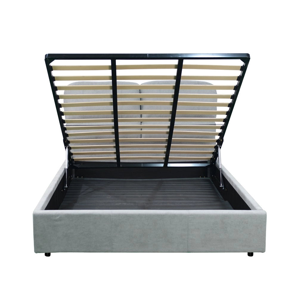 Letto matrimoniale Sofaback contenitore in tessuto Enjoy 20 light grey