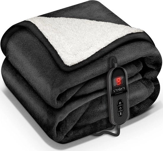 Elettrico deken di lusso con spegnimento automatico, 160 x 130 cm, certificato TÜV SÜD GS, deken elettrico con 9 livelli di temperatura, deken soffice, lavabile, per letto, divano - Elettrico deken di lusso e duraturo