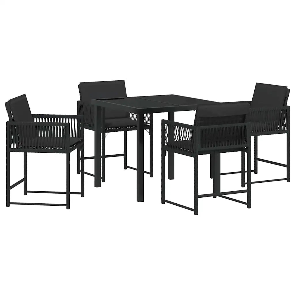 Set da Pranzo per Giardino 5 pcs Nero polyrattan 3380745