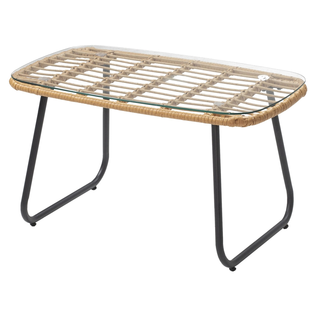 Set di mobili da giardino TIGA in resina intrecciata 4 posti - cuscini crema