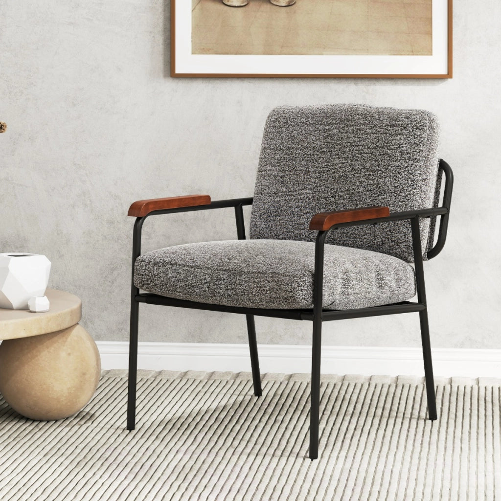 Sedia d'accento con cuscino posteriore e sedile imbottito, Poltrona moderna per casa e studio e ufficio Grigio