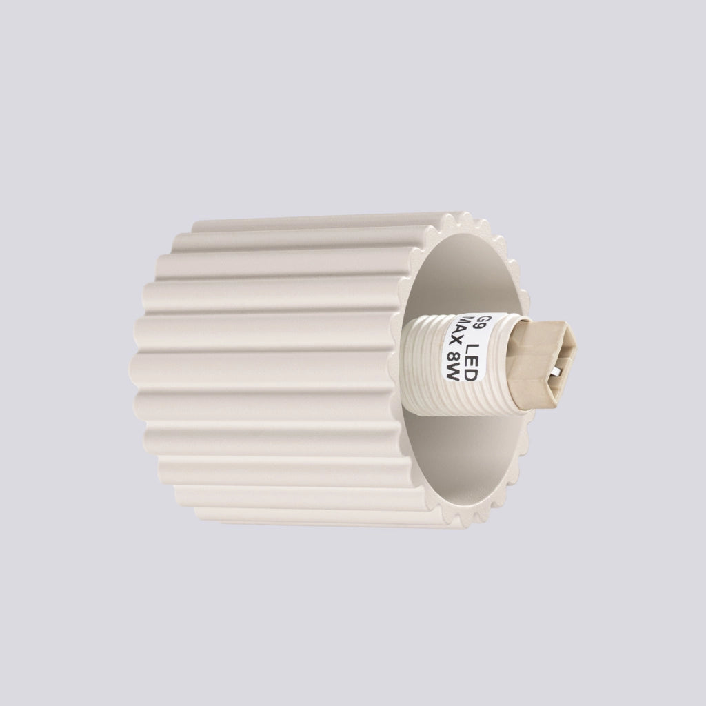 Applique moderna beige rigata sfera vetro IP44 G9 Pure Lume