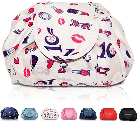 Tas cosmetica portatile con cordoncino, grande borsa cosmetica trasportabile, valigetta, borsa per il trucco per donne e ragazze