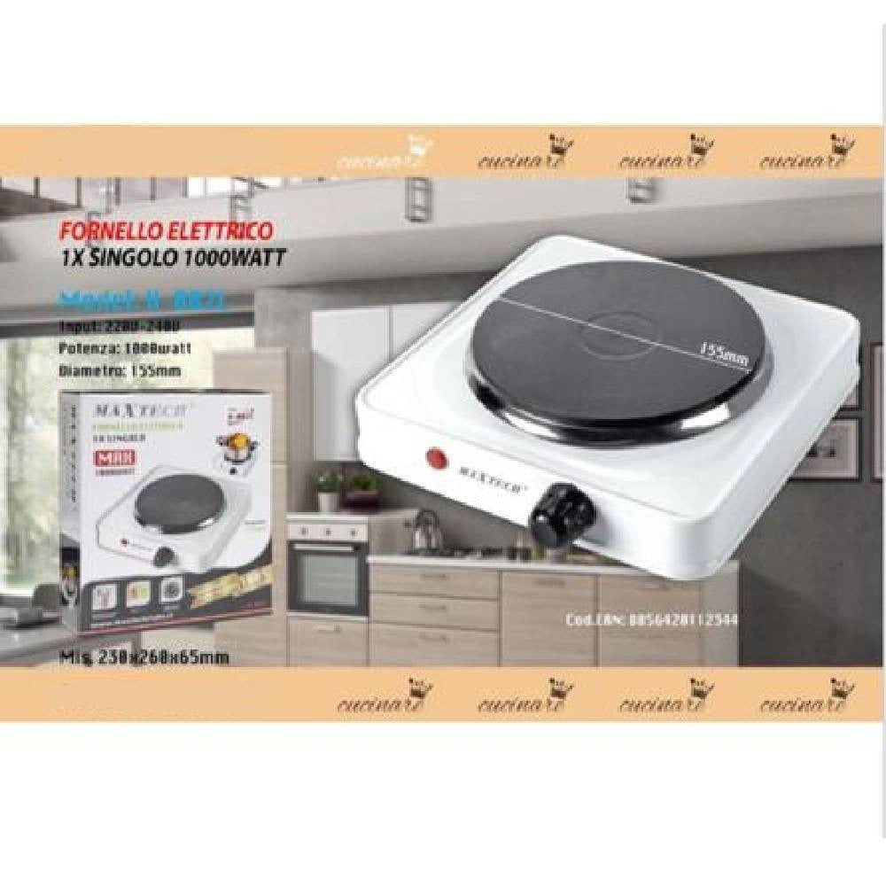 Trade Shop - Fornello Elettronico 1000 W Temperatura Regolabile Piastra 15 Cm Maxtech H-002l -