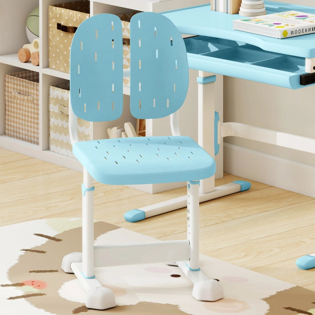Sedia regolabile in altezza per bambini con doppi supporti dorsal, Sedia da studio con seduta traspirante Blu-Tavoli e sedie