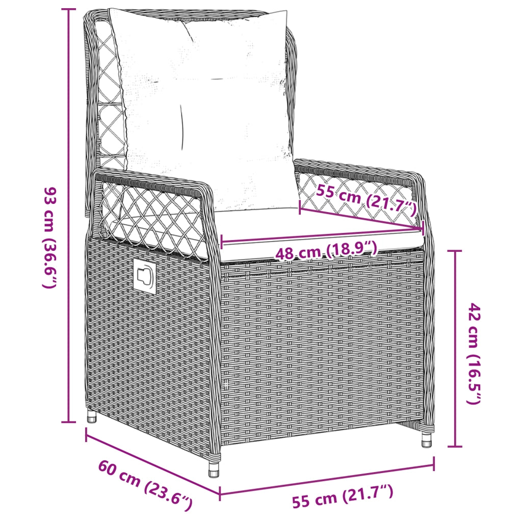 Set da Pranzo da Giardino 5 Pezzi Grigio Chiaro Polyrattan