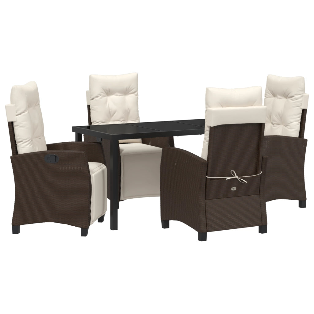 Set da Pranzo da Giardino a 5 Pezzi Marrone Polyrattan