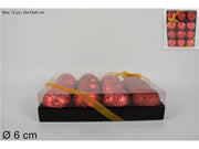 Set 12 Pezzi Palline di Albero di Natale in Box Rosse 6 cm
