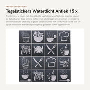 Tegelstickers Acqua Resistenti - 24 Pezzi - Sticker PVC Autoadesivi Anticatastrofici - Decorativi per Pareti - 15 x 15 cm - Moderni Minimalisti
