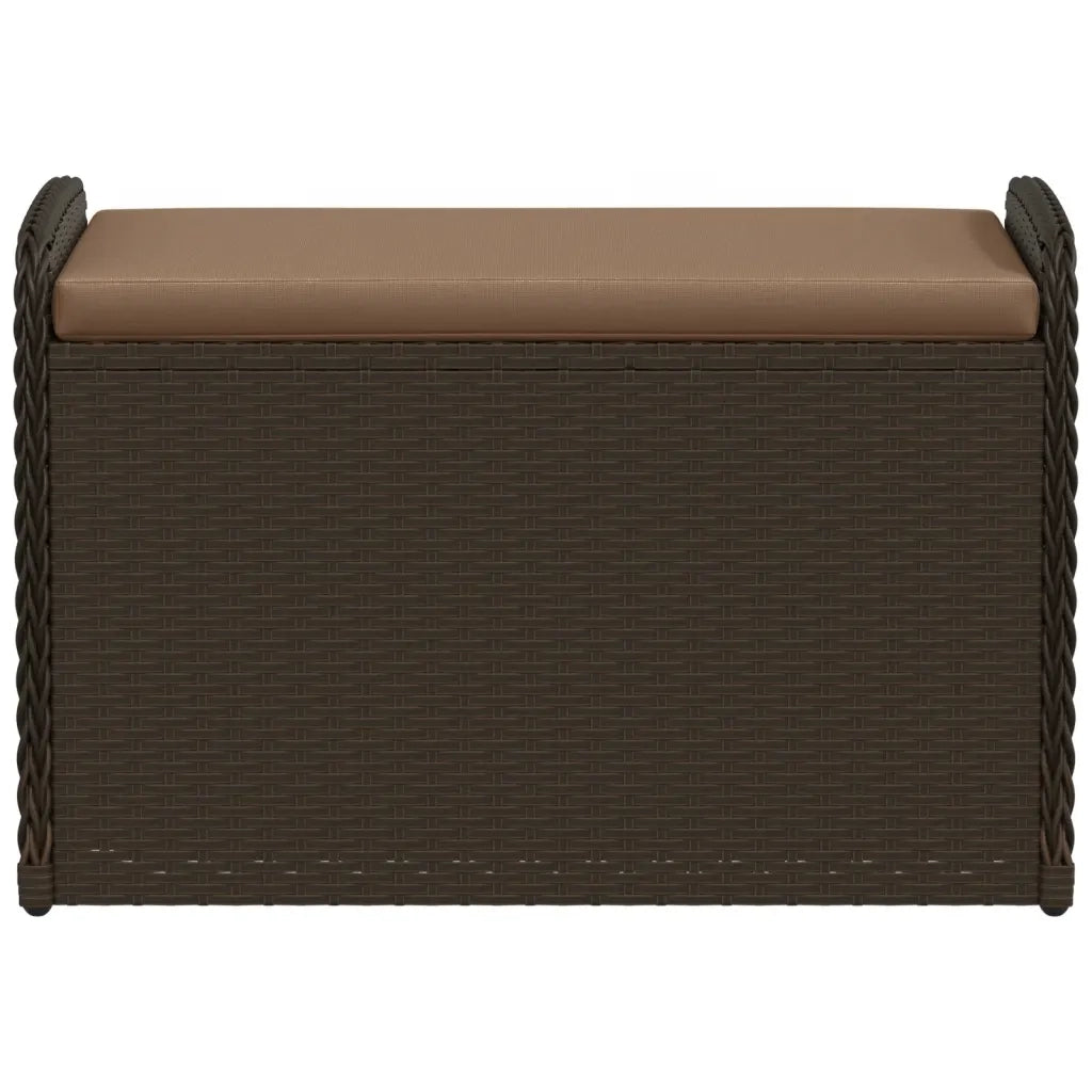 Cassapanca con Cuscino Marrone 80x51x52 cm in Polyrattan 365732