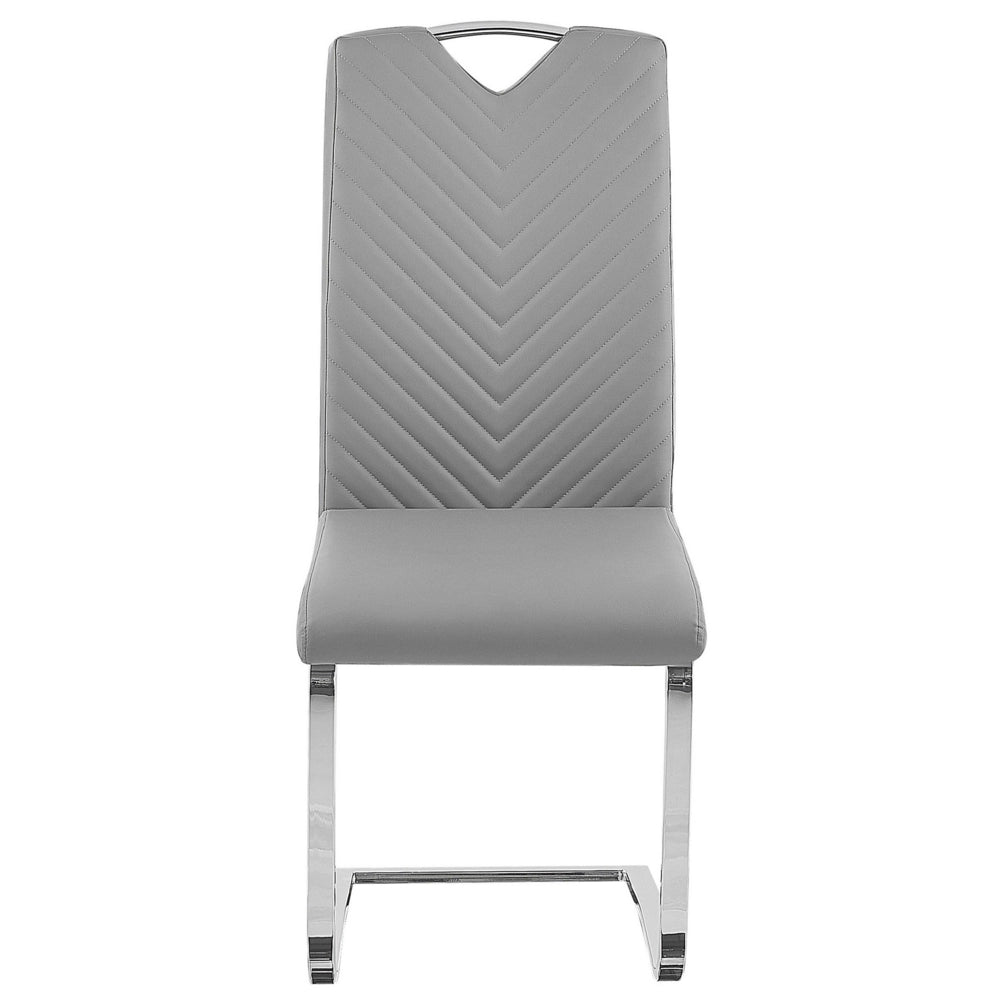 Set di 2 sedie da pranzo grigio chiaro con sedile imbottito in ecopelle con schienale alto a sbalzo per sale conferenze moderne