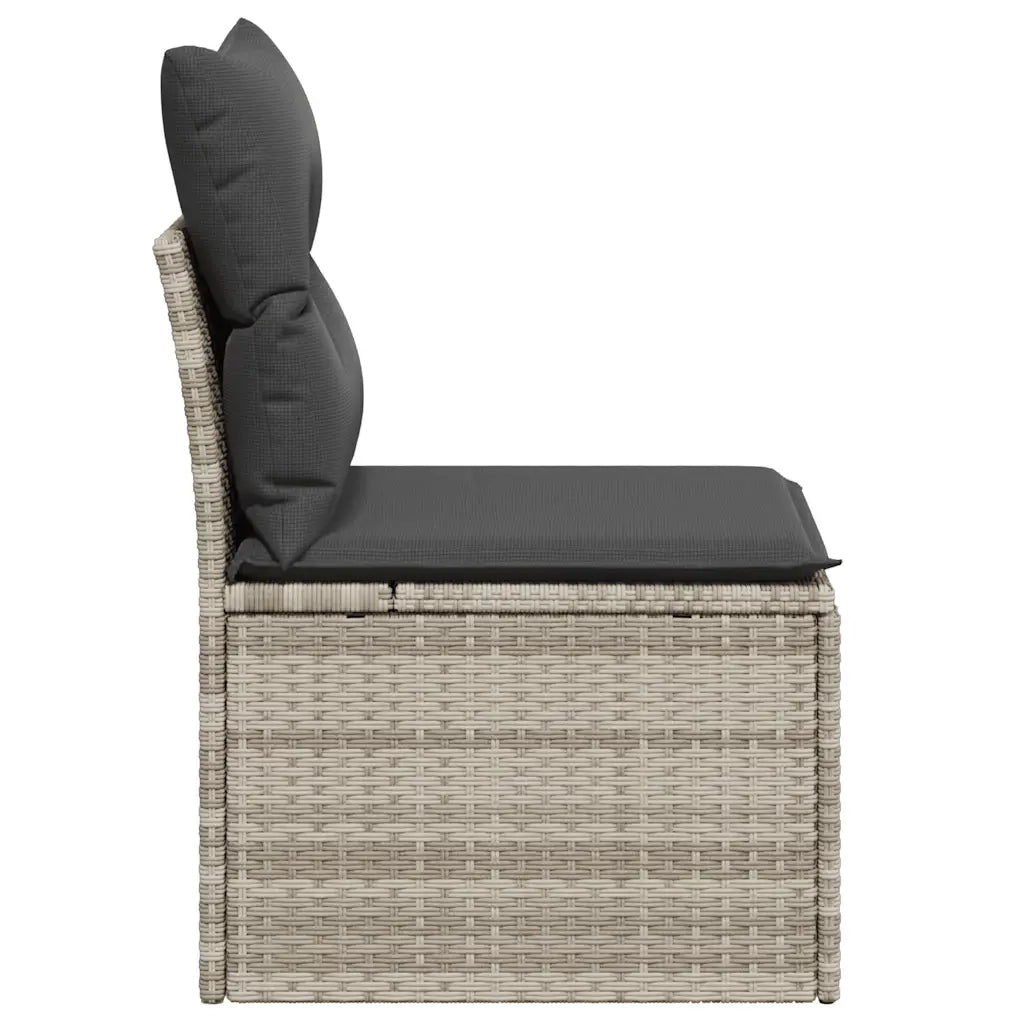 Sedia Senza Braccioli con Cuscini Grigio Chiaro in Polyrattan 366190