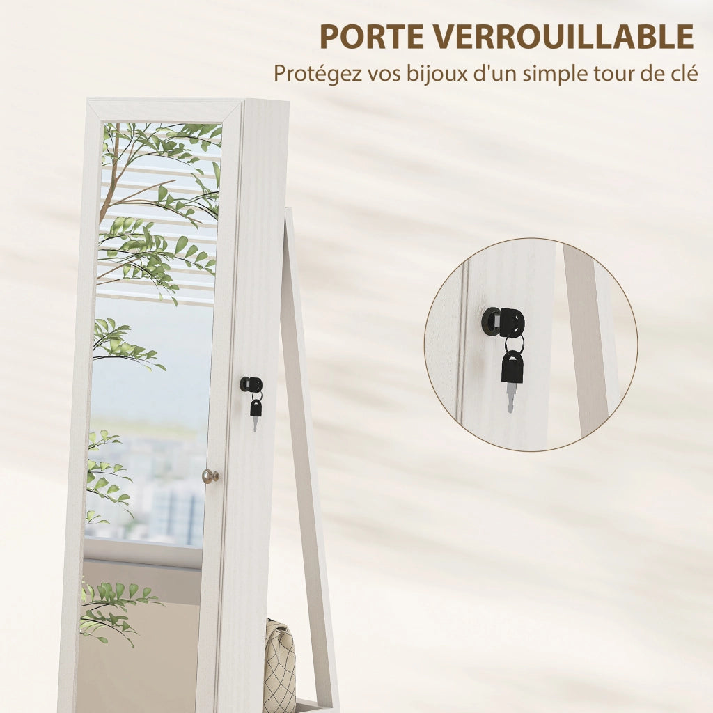 Armadio per gioielli con specchio e cassetti ¨C zephmum ¨C in legno bianco 40x30x15